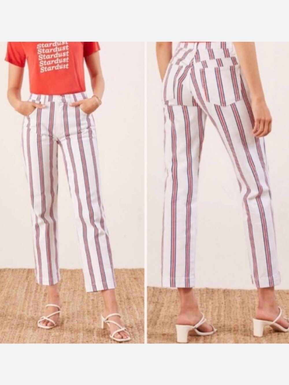 Reformation MacGraw High Rise Striped Flare Jeans NWT Size 25